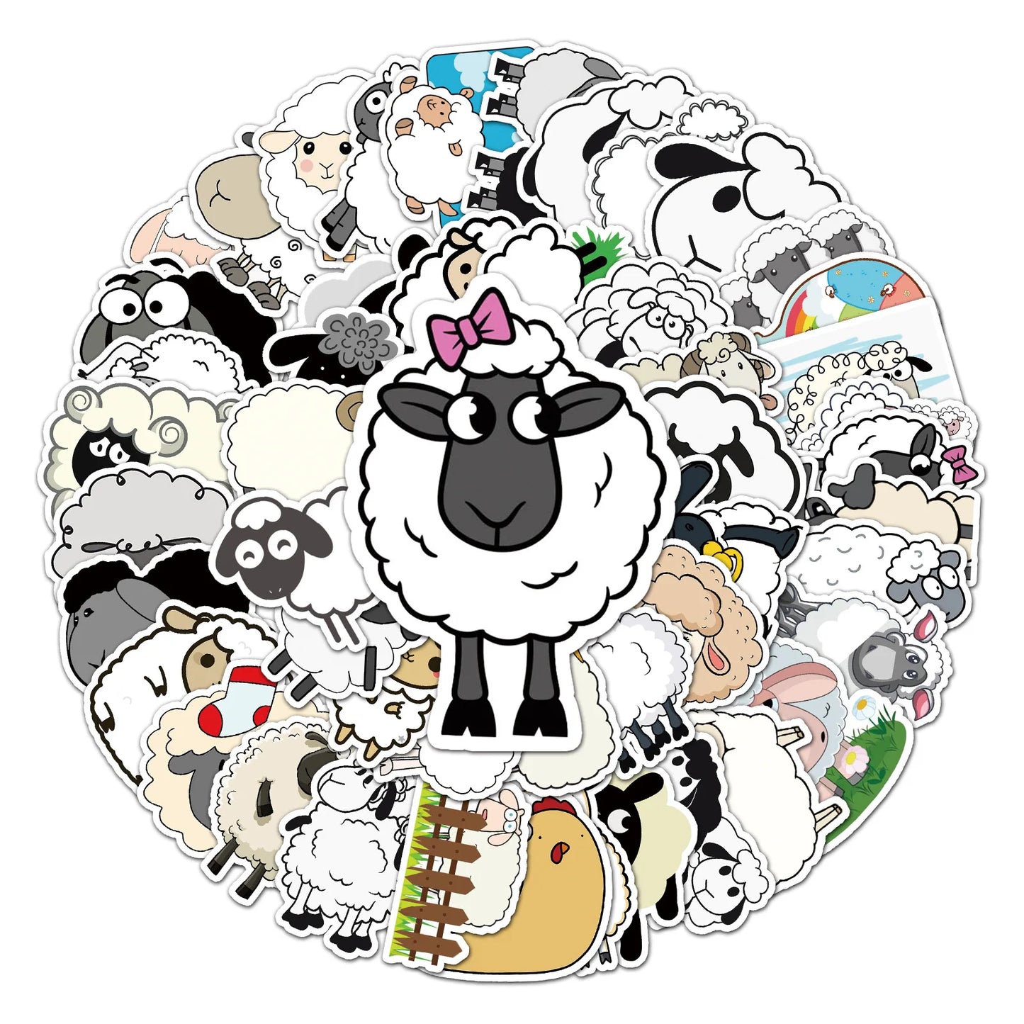 50PCS Cute Lamb Personality Cartoon Animal Graffiti Waterproof Sticker Suitcase Notebook Stationery Box Water Cup