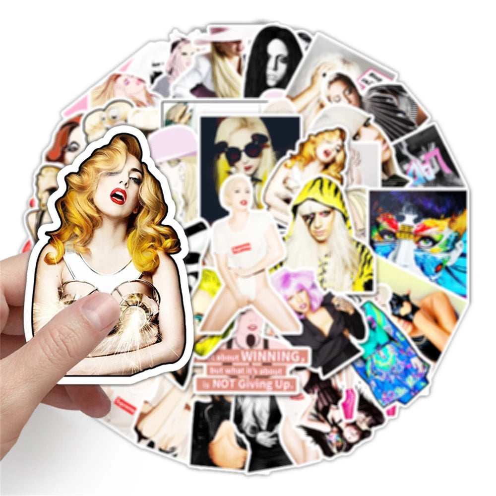 51PCS New Trend Lady Gaga Actress Sexy Graffiti Decoration Suitcase Guitar Computer Car Trunk  Table Waterproof Sticker