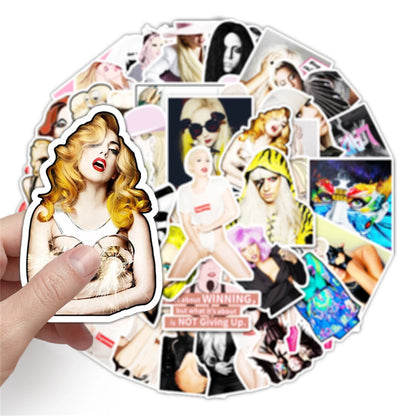 51PCS New Trend Lady Gaga Actress Sexy Graffiti Decoration Suitcase Guitar Computer Car Trunk  Table Waterproof Sticker