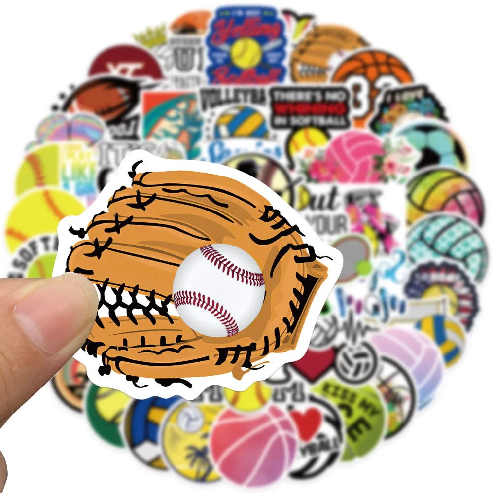 50PCS Cartoon Ball Games Collection Graffiti Waterproof Sticker Trunk Guitar Refrigerator Car  WaterCup