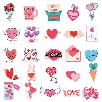 50PCS Cartoon Diy Valentine's Day Sweet Ins Wind Graffiti Stickers Laptop Luggage Creative Stickers
