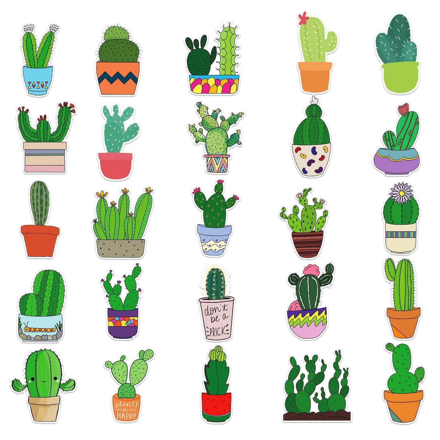 50pcs Popular Animation Cactus Graffiti Decoration Luggage Compartment Waterproof Sticker