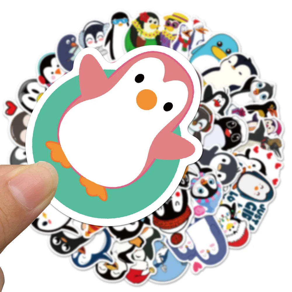 50PCS Waterproof Cartoon Penguin personality Sticker Reward Luggage Travel Trolley Sticker Notebook Sticker