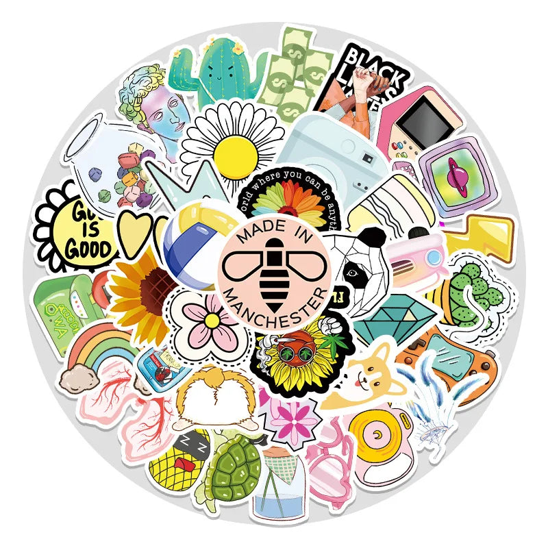 50PCS non-repetitive VSCO style graffiti stickers, personalized luggage, car thermos flasks, phone cases, laptop decorative stickers, toys