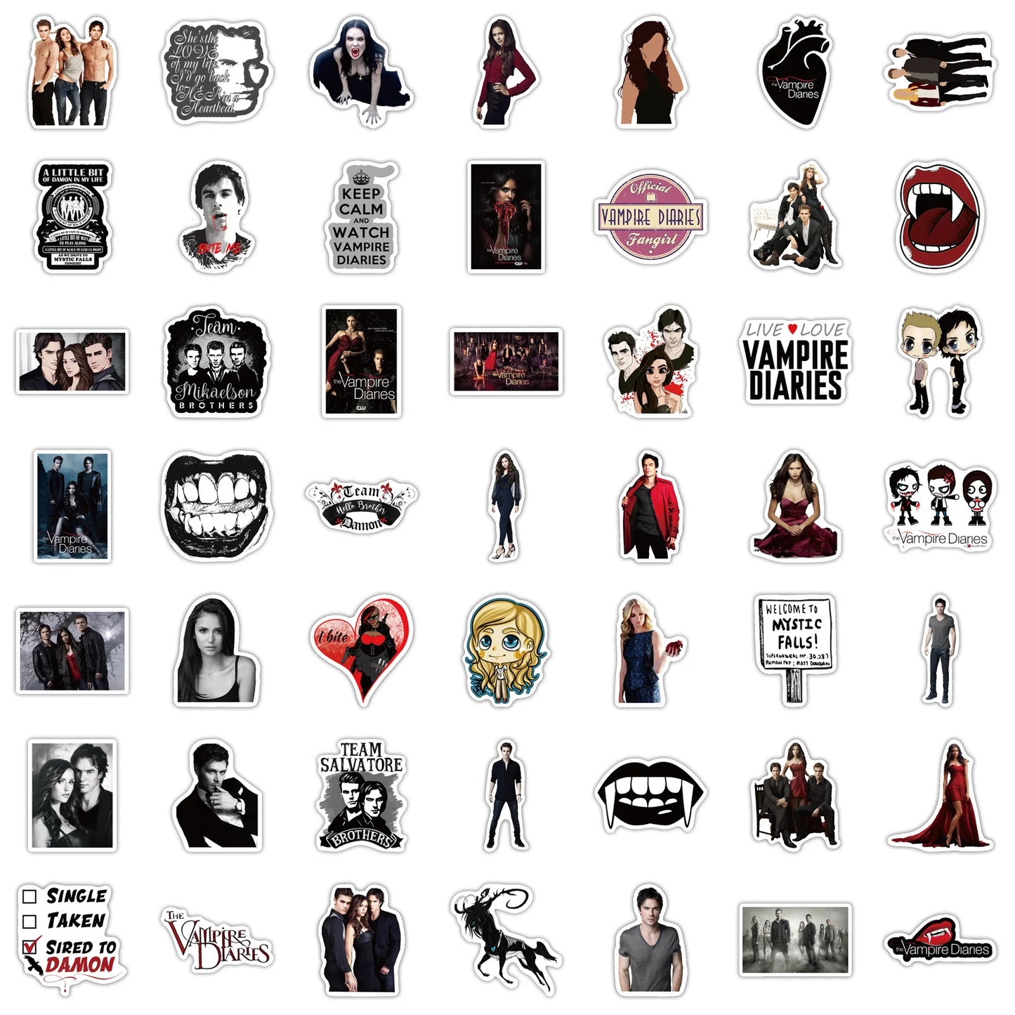 50PCS TV Series Vampire Diaries Character Graffiti Waterproof Sticker Suitcase Notebook Stationery Box Water Cup