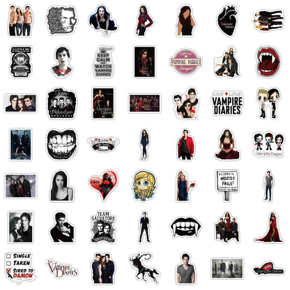 50PCS TV Series Vampire Diaries Character Graffiti Waterproof Sticker Suitcase Notebook Stationery Box Water Cup