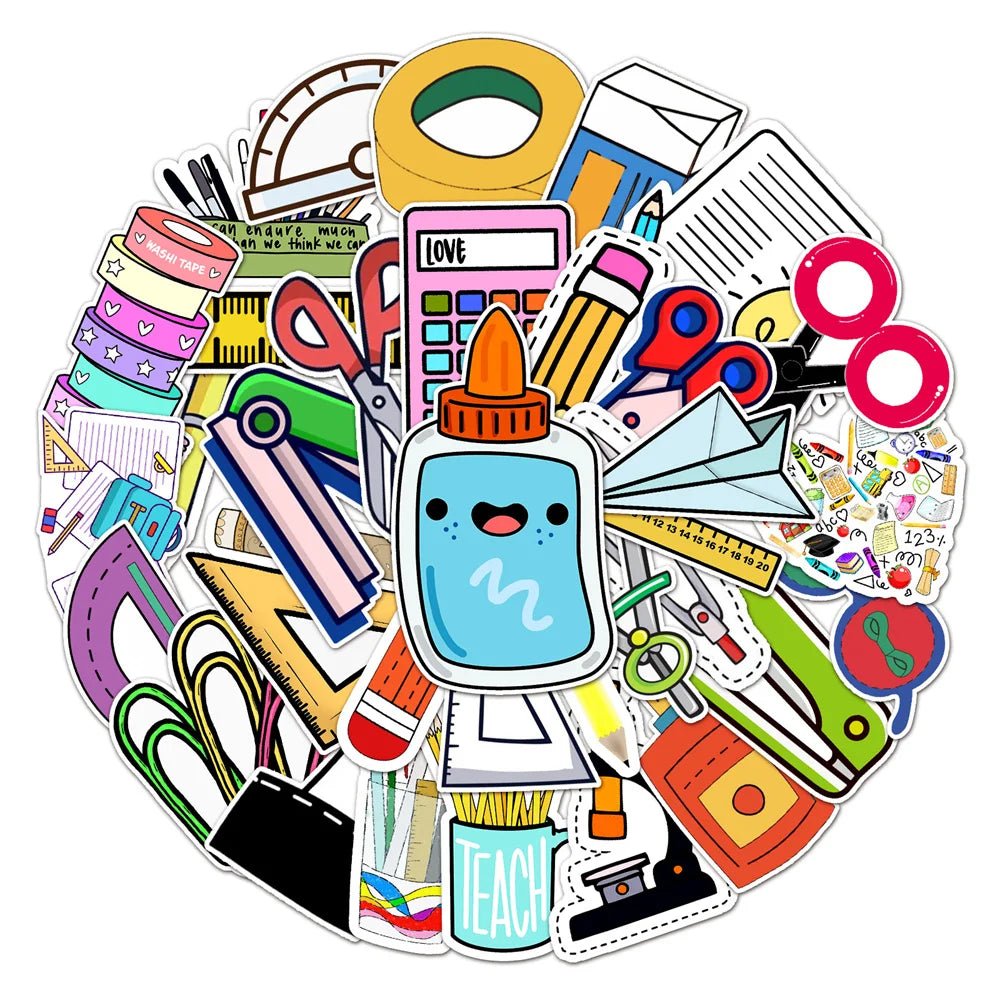 50PCS Ins Wind Stationery Set Personalized Diy Creative Sticker Luggage Scooter Car Sticker Body Sticker