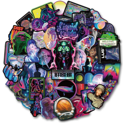 50PCS Colorful Laser Punk Graffiti Character DIY Mobile Phone Scrapbook Laptop Luggage Skateboard Guitar Sticker