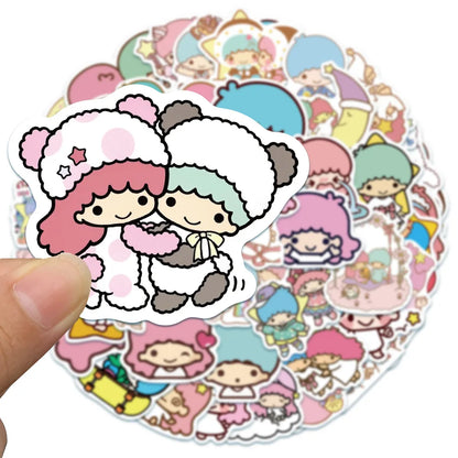 50PCS Cartoon Cute Little Twin Star Graffiti Laptop Guitar Skateboard Water Cup Waterproof Decoration Toy