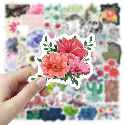 50PCS cartoon and fresh plant series graffiti stickers, personalized DIY diary, bag, phone case, laptop decoration, waterproof sticker toys