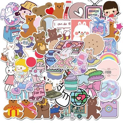 50PCS         InsLovely Girl Bear Graffiti Waterproof Sticker Suitcase Notebook Refrigerator Skateboard Helmet Water Cup