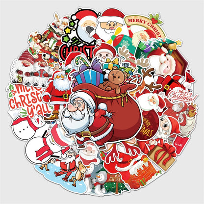50/PCS Merry Christmas Doodle Santa Claus Christmas Tree DIY Decoration Laptop Skateboard New Year Gift Sticker