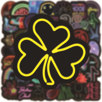 50PCS Popular Colorful Neon Design Daily Comic Graffiti Sticker Logo Flower Water Cup Trolley Case Sticker