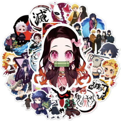 50PCS Anime Ghost Slayer Graffiti Helmet Sticker Notebook Guitar Skateboard Mobile Toy Cartoon PVC Sticker
