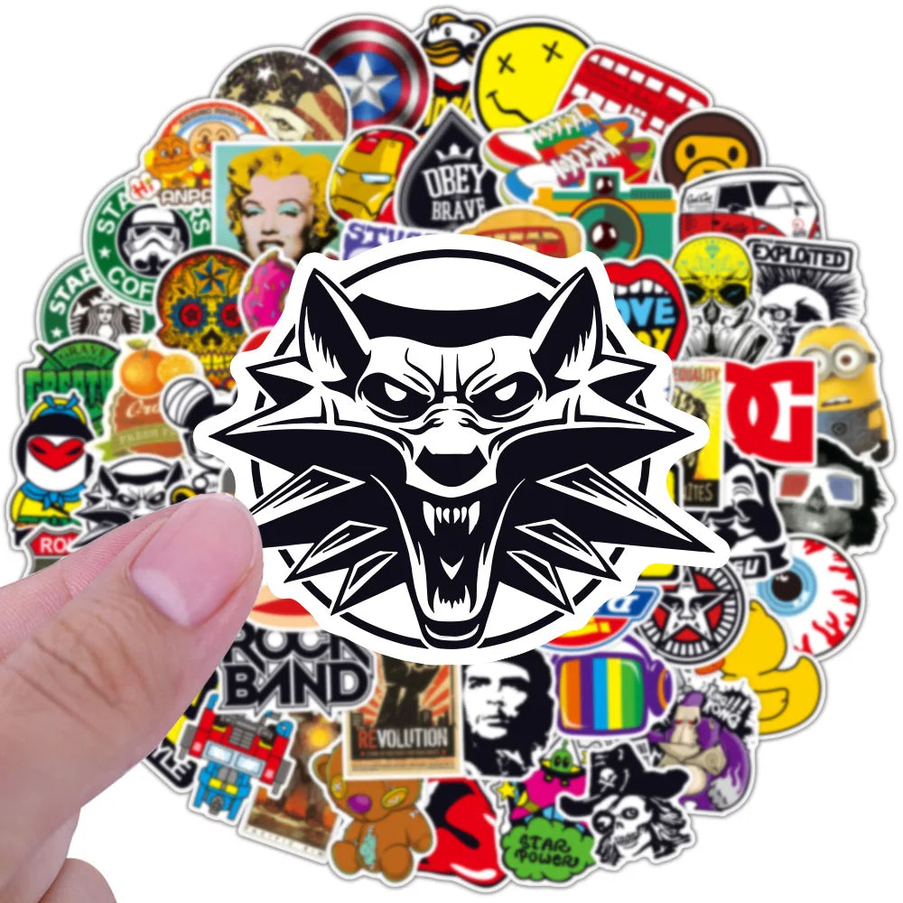 100PCS Latest Fashion Brand Logo Graffiti Stickers Waterproof Suitcase Guitar Toy Decoration Stickers