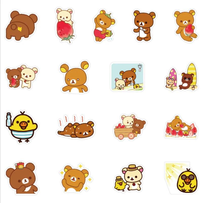 50PCS Cute Rilakkuma Cartoon Anime Graffiti Sticker Skateboard Motorcycle Helmet Water Cup Guitar Decoration Toy