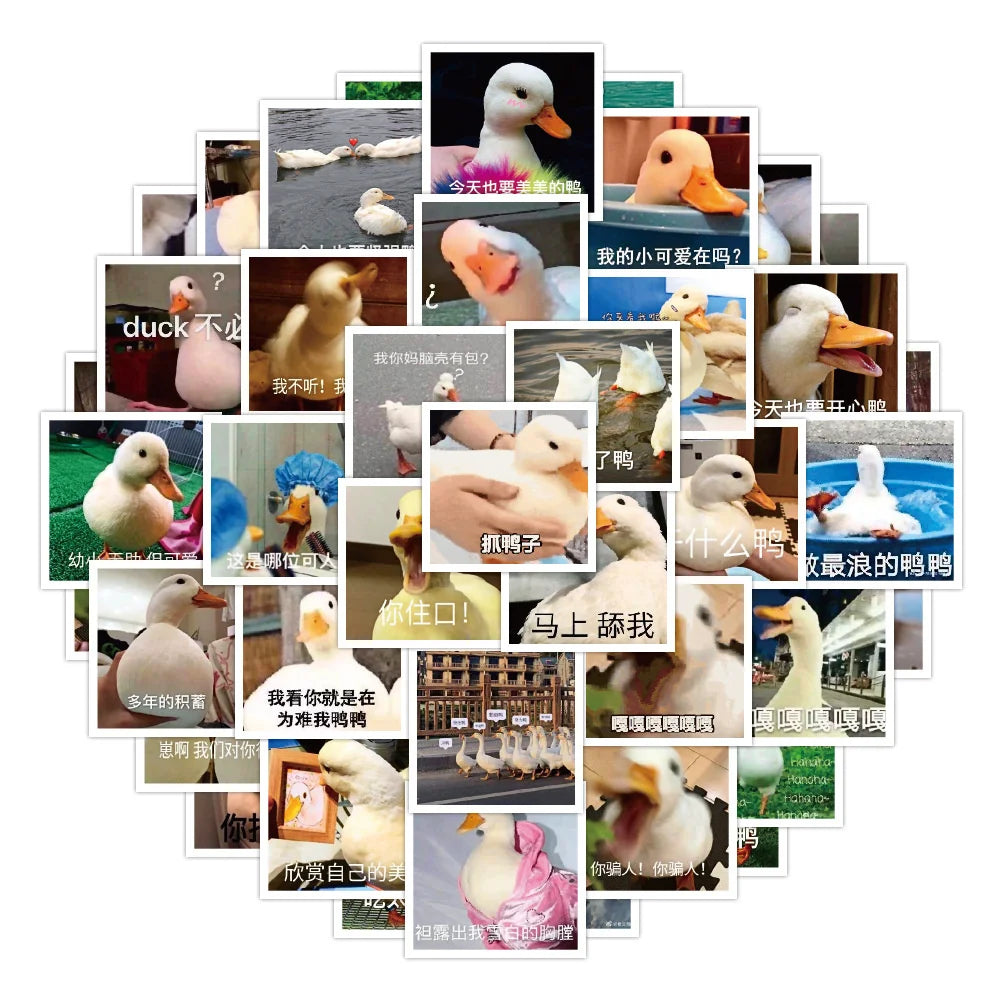 60PCS Cartoon Cute Animal Duck Sticker Personality Motorcycle Luggage Notebook Book Refrigerator Sticker