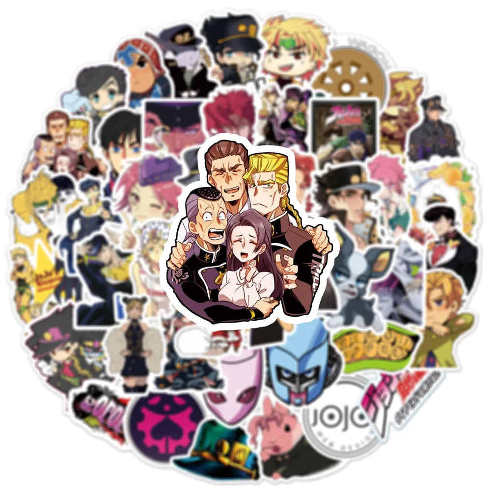 50PCS Cartoon JOJO's Bizarre Adventure Anime Graffiti Sticker Notebook Guitar Bike Skateboard Waterproof Sticker