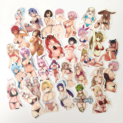100PCS Japanese Anime Sexy Bikini Beauty Graffiti Stickers Personalized Creative Decorative Stickers Helmet Luggage Refrigerator Guitar Water Cup Popular Toy Decals