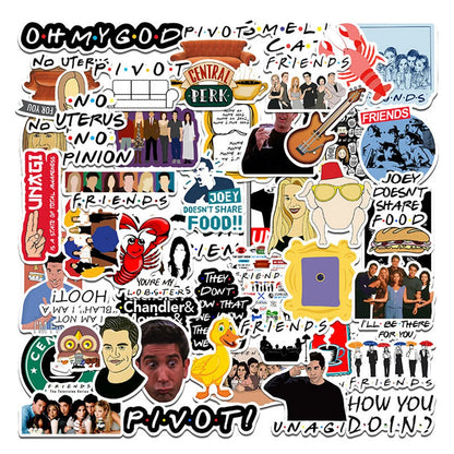 50PCS New American Drama Friends Graffiti Waterproof Sticker Suitcase Notebook Refrigerator Skateboard Water Cup