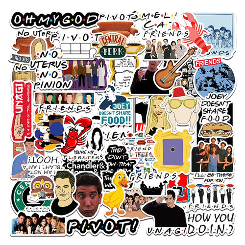 50PCS New American Drama Friends Graffiti Waterproof Sticker Suitcase Notebook Refrigerator Skateboard Water Cup