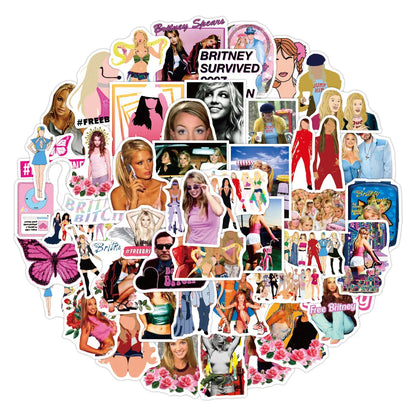 50pcs Star Britney Spears Graffiti Sticker DIY Suitcase Laptop Skateboard Car Motorcycle Star Sticker