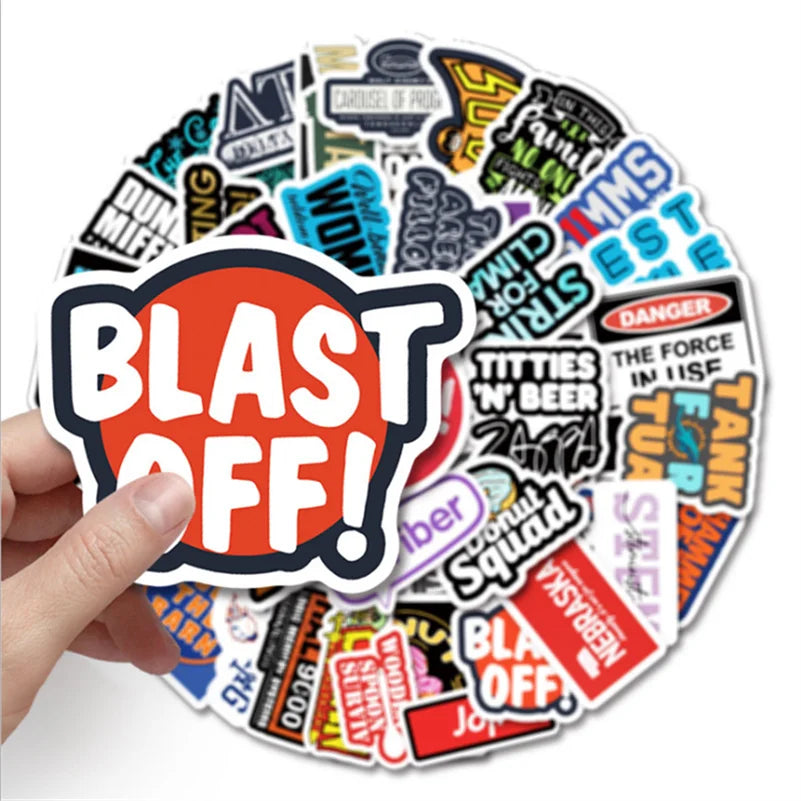 50PCS English Alphabet Cartoon Sticker Graffiti Suitcase Computer Car Helmet Water Cup Graffiti Decoration Toy