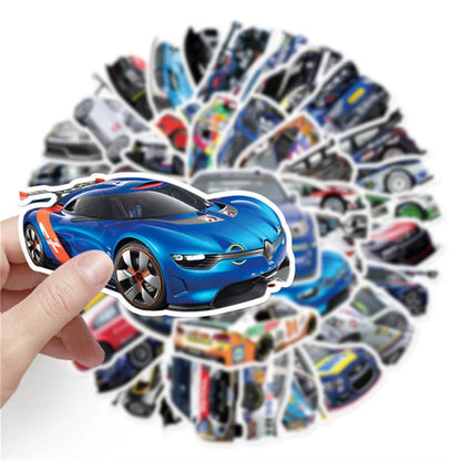 50 pieces of cool cartoon racing car graffiti stickers, personalized decorative suitcases, guitars, laptops, phone cases, waterproof stickers, toys