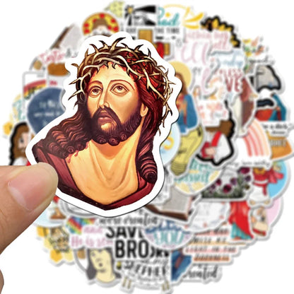 50PCS   Christian God Jesus Faith Cartoon Graffiti Skateboard Notebook Guitar Phone Waterproof Sticker Toy Gift