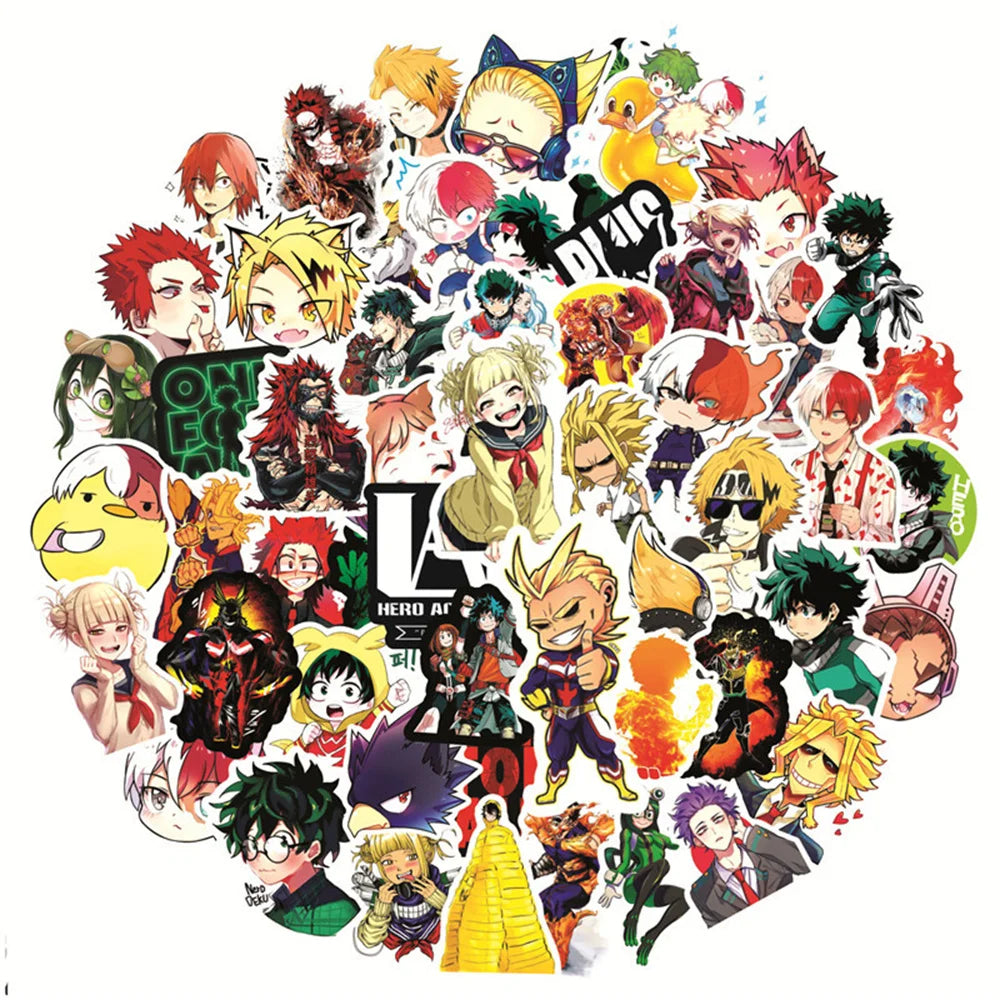 50PCS Trendy Cartoon Anime My Hero Academy Graffiti Decoration Suitcase Guitar Waterproof Sticker
