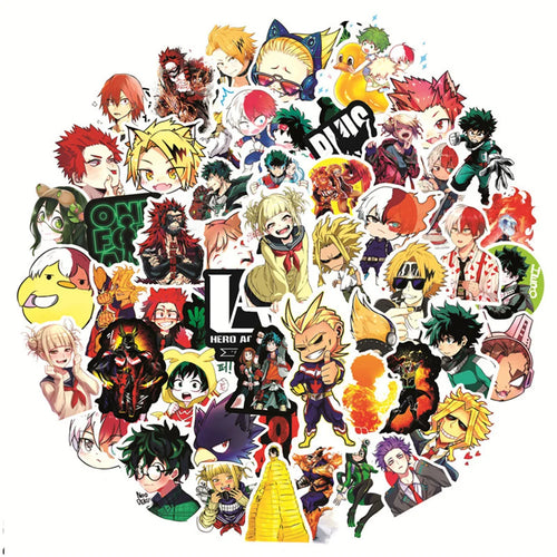 50PCS Trendy Cartoon Anime My Hero Academy Graffiti Decoration Suitcase Guitar Waterproof Sticker