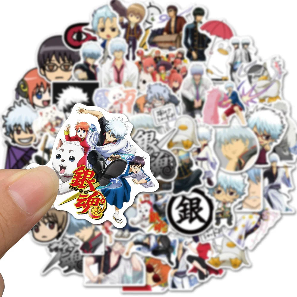 50 pieces of cartoon and anime silver jade graffiti stickers, personalized DIY small car box, scooter, refrigerator, water cup, waterproof sticker toys