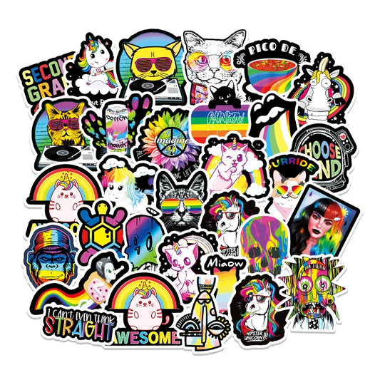 50PCS cartoon color series graffiti decorative stickers, personalized DIY bags, laptops, phone cases, motorcycle and car waterproof decorative stickers, toys