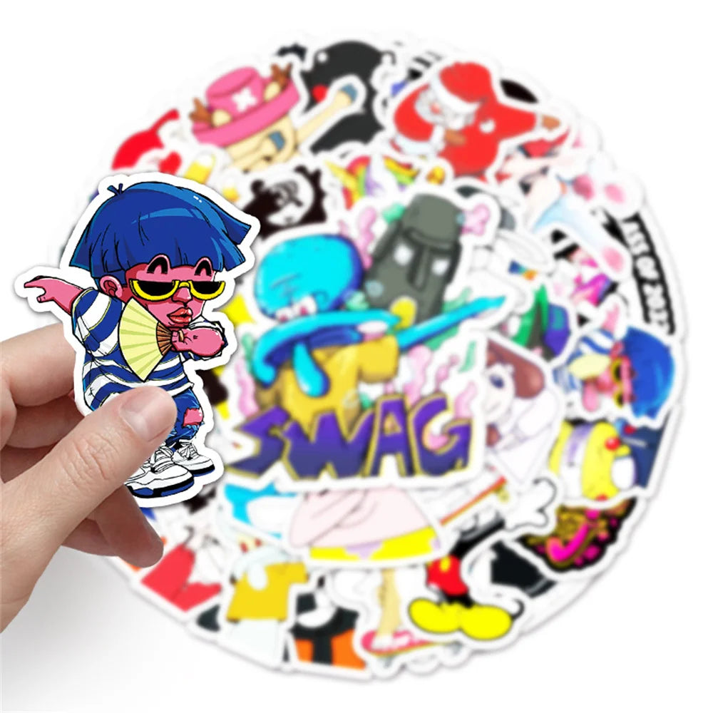 50PCS New Cartoon Animated Image Cover Face Gesture Graffiti Decoration Luggage Waterproof Sticker