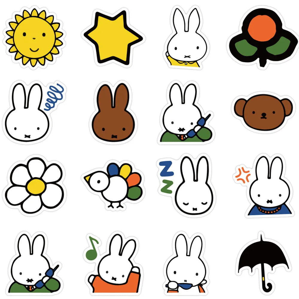 50 pieces of cute cartoon rabbit decorative style graffiti stickers, personalized, fashionable and creative DIY exquisite decorative decal cups, helmets, skateboard popular sticker toys
