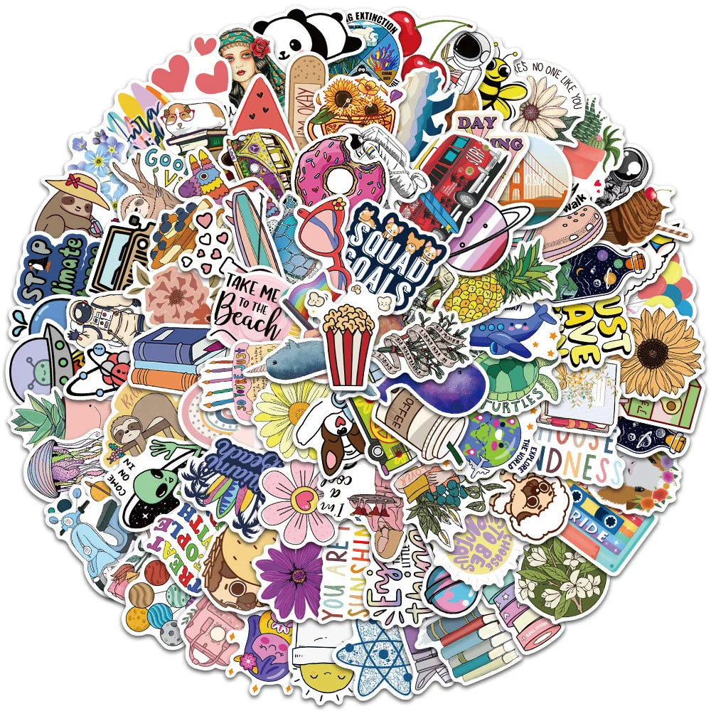 100PCS Cute Cartoon Fresh Creative Stickers Stickers Notebook Suitcase Mobile Phone Guitar Waterproof Stickers