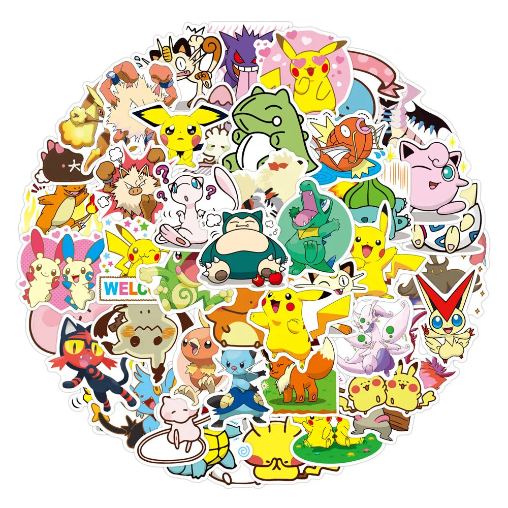 50PCS Animation Pokemon Personalized Decoration Graffiti Waterproof Sticker Notebook Skateboard Water Cup Helmet