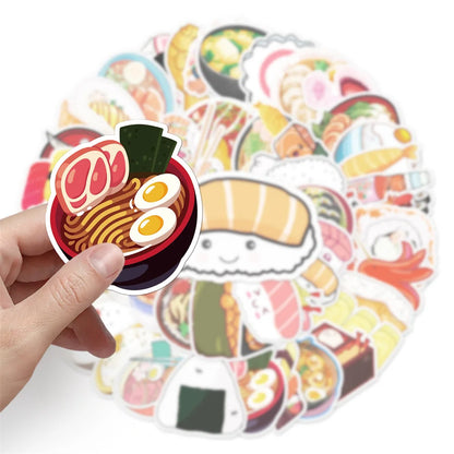 50PCS Japanese Food and Gourmet Luggage Stickers Creative Trend Graffiti Luggage Laptop Decoration Stickers