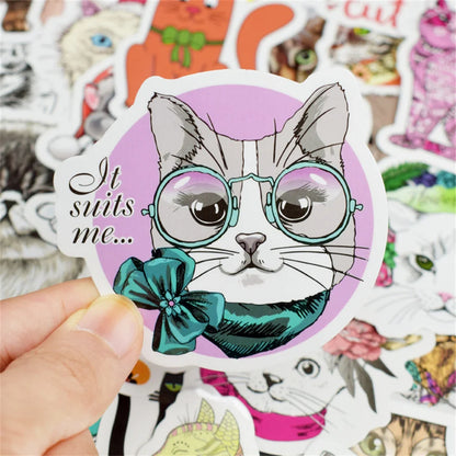 50PCS Cartoon Cat Series Graffiti Trolley Case Scooter Refrigerator Water Cup Waterproof Children Sticker