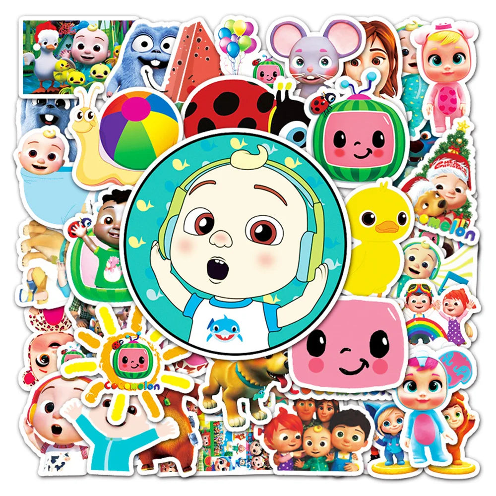 50PCS Cocomelon Cartoon Creative Trend Personalized Decoration Graffiti Waterproof Sticker Notebook Refrigerator