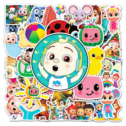 50PCS Cocomelon Cartoon Creative Trend Personalized Decoration Graffiti Waterproof Sticker Notebook Refrigerator
