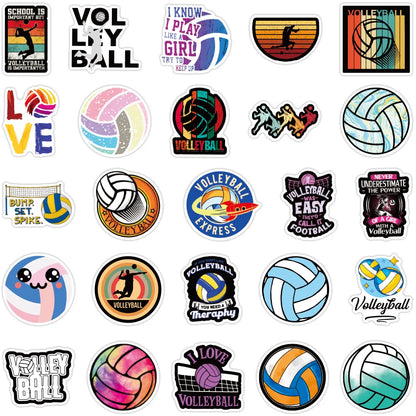 50PCS Art Illustration Popular Creative Cartoon Sports Volleyball Series Decorative Style Graffiti Stickers Personalised Fashion Creative DIY Exquisite Decorative Decals Suitable For Cups, Helmets, Skateboards Popular Stickers Toys
