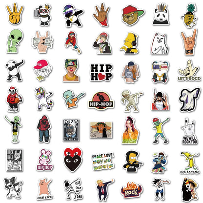 50PCS     FunnyHip Hop Cartoon Graffiti Waterproof Sticker Suitcase Notebook Refrigerator Skateboard Helmet WaterCup