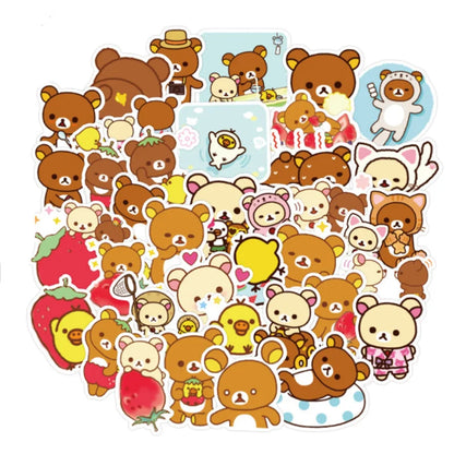 50PCS Cute Rilakkuma Cartoon Anime Graffiti Sticker Skateboard Motorcycle Helmet Water Cup Guitar Decoration Toy