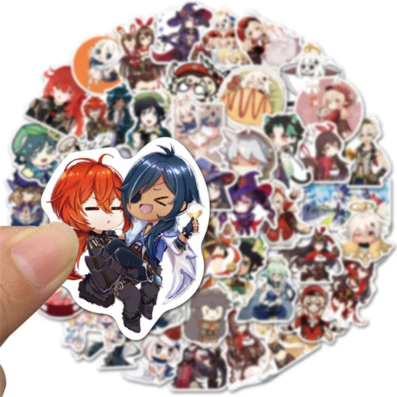 50 pieces of game source cartoon cute character graffiti stickers, personalized DIY skateboard bags, phone cases, notebook books, laptop decoration sticker toys