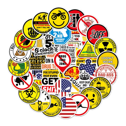 50PCS Helmet Sticker Motorcycle Helmet Toolbox Cartoon Graffiti Industrial Waterproof Sticker