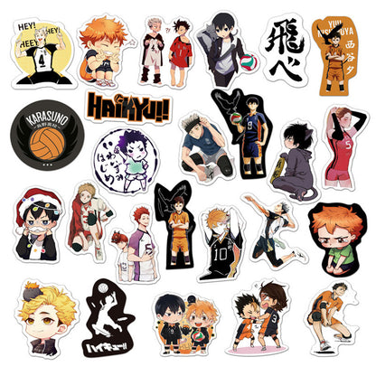 50PCS Haikyu!! Inspired Stickers, Volleyball Anime Doodles with Dynamic Action for Fans and Sporty Vibes