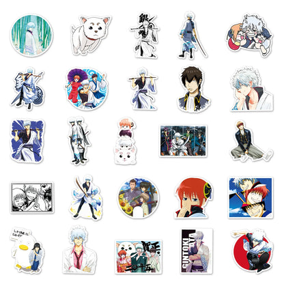 50pcs Japanese Animation Silver Soul Graffiti Sticker DIY Suitcase Notebook Guitar Star Sticker Waterproof