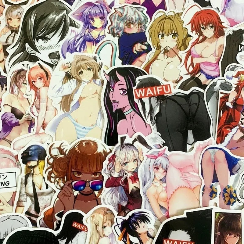50PCS cartoon and Japanese anime rabbit sexy character decorative style graffiti stickers, personalized, fashionable, creative and trendy DIY exquisite decorative decal cups, helmets, skateboard popular sticker toys