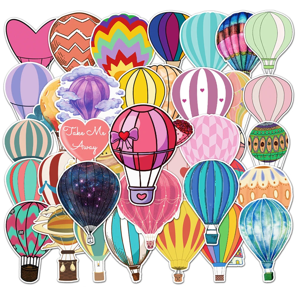 50PCS Hot Air Balloon Graffiti Stickers Personality Cartoon Fresh Children's Scooter Luggage Stationery Stickers